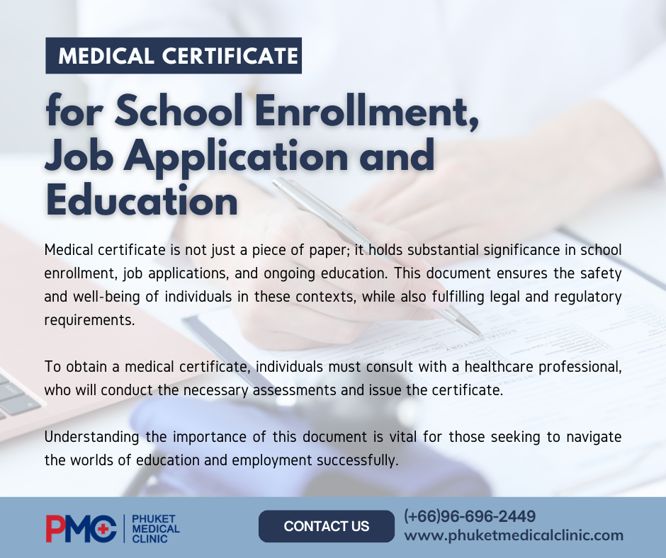 Medical Certificate for School Enrollment, Job Application and Education
